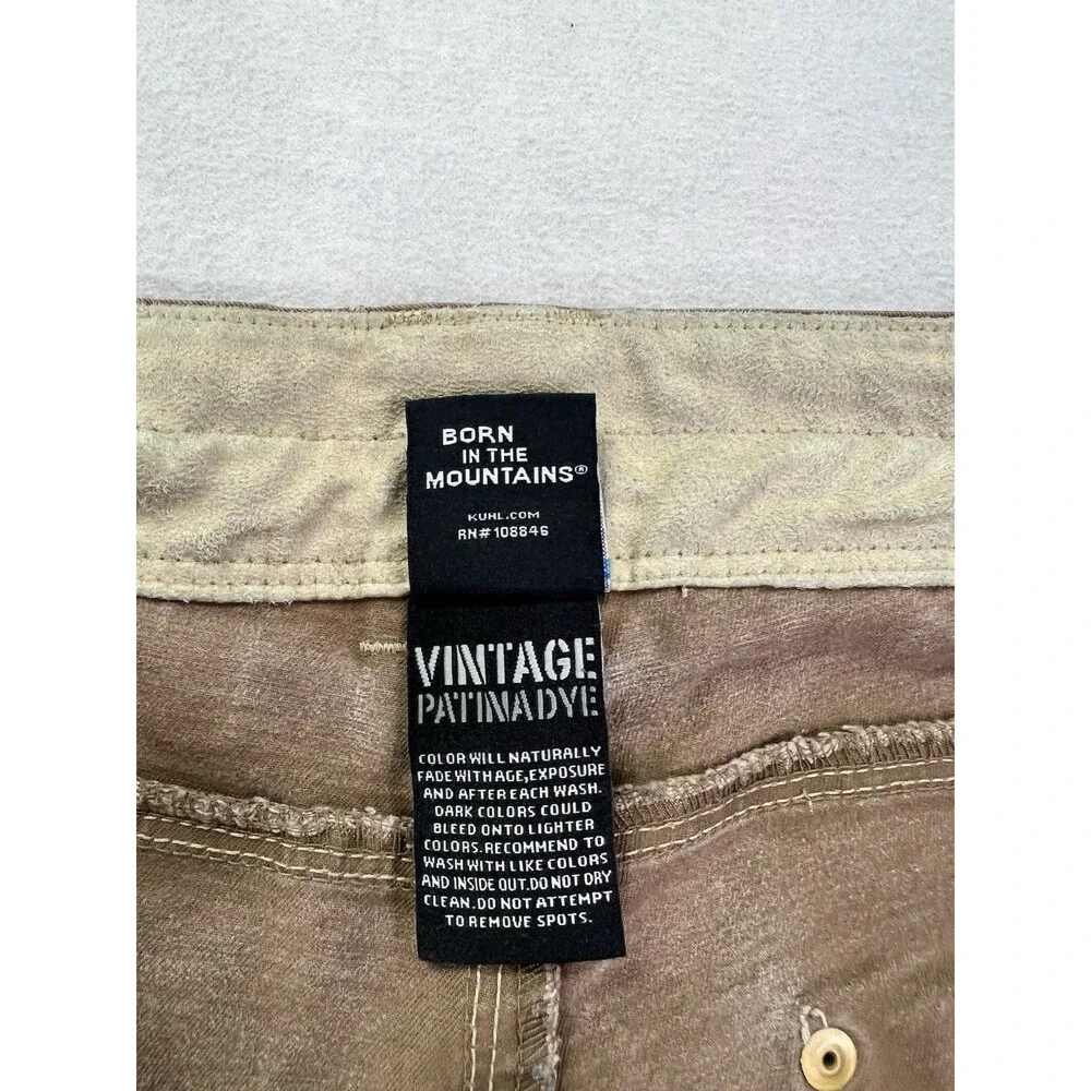 Kuhl Rydr Pants Mens 38x32 Vintage Patina Dye Articulated Knee Hiking Brown